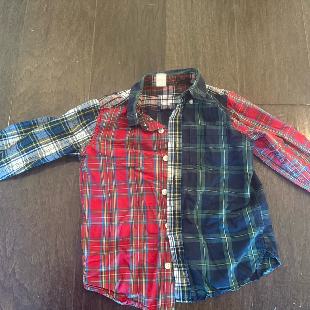 GAP Kids Plaid Button Down Shirt - Red, Blue, and Green